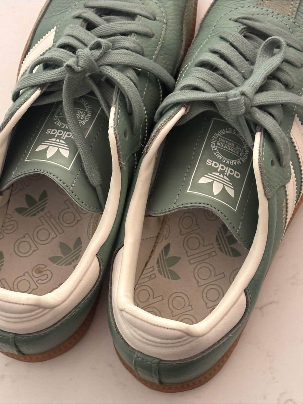 adidas Samba Sneakers in Sage Green with White Stripes - Picture 5 of 7